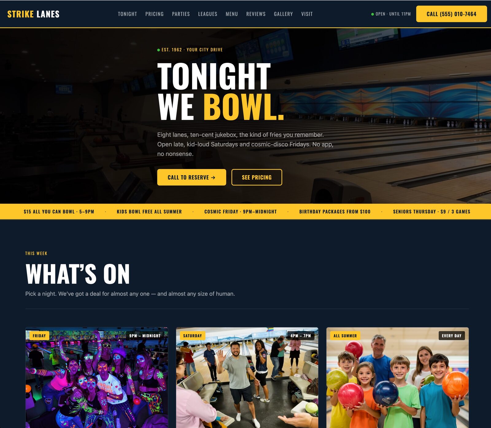 Simple bowling website design preview