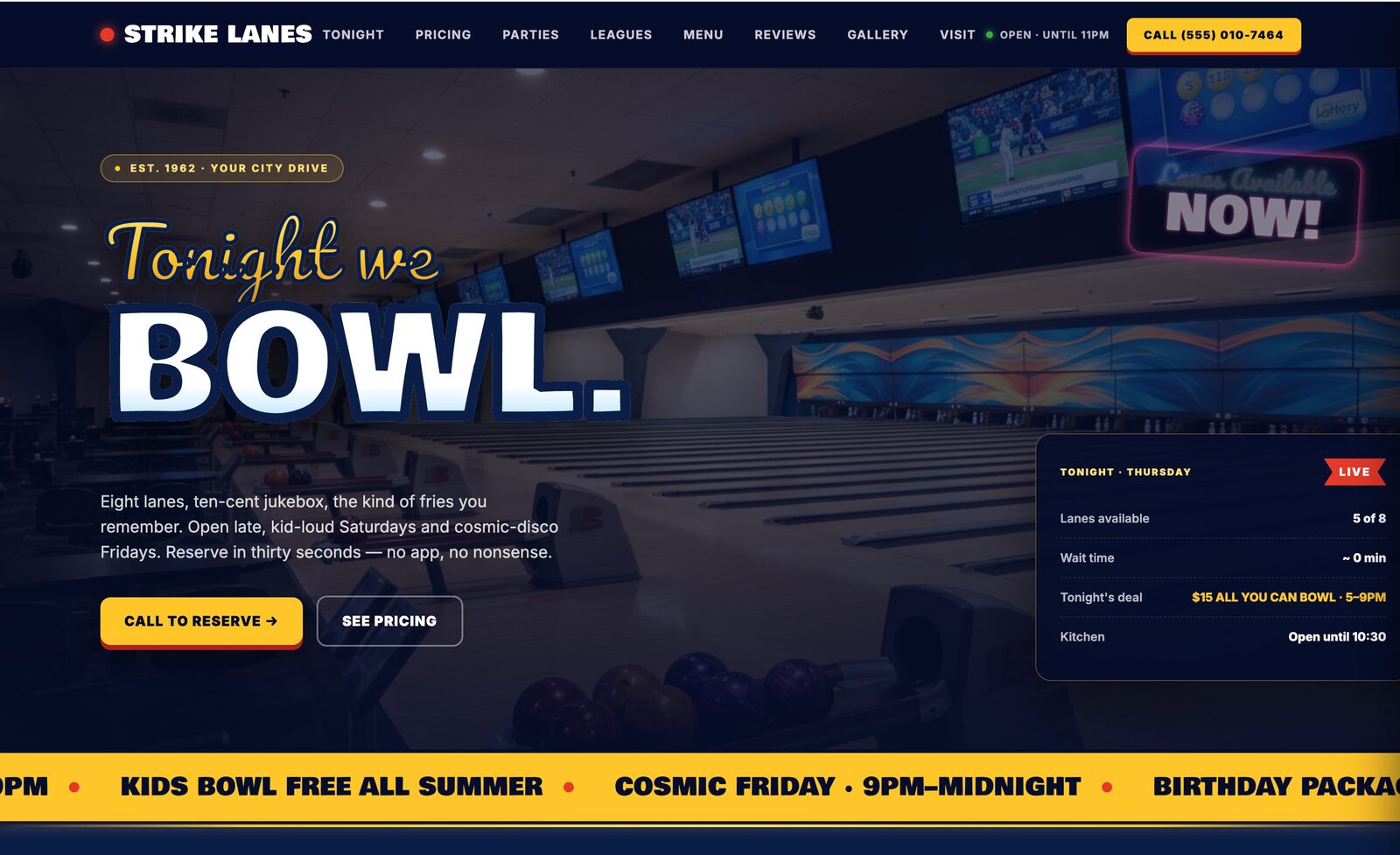 Strike bowling website design preview